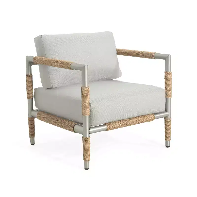 Christopher Knight Home Wevin Aluminum Chair with Cushions, Light Grey