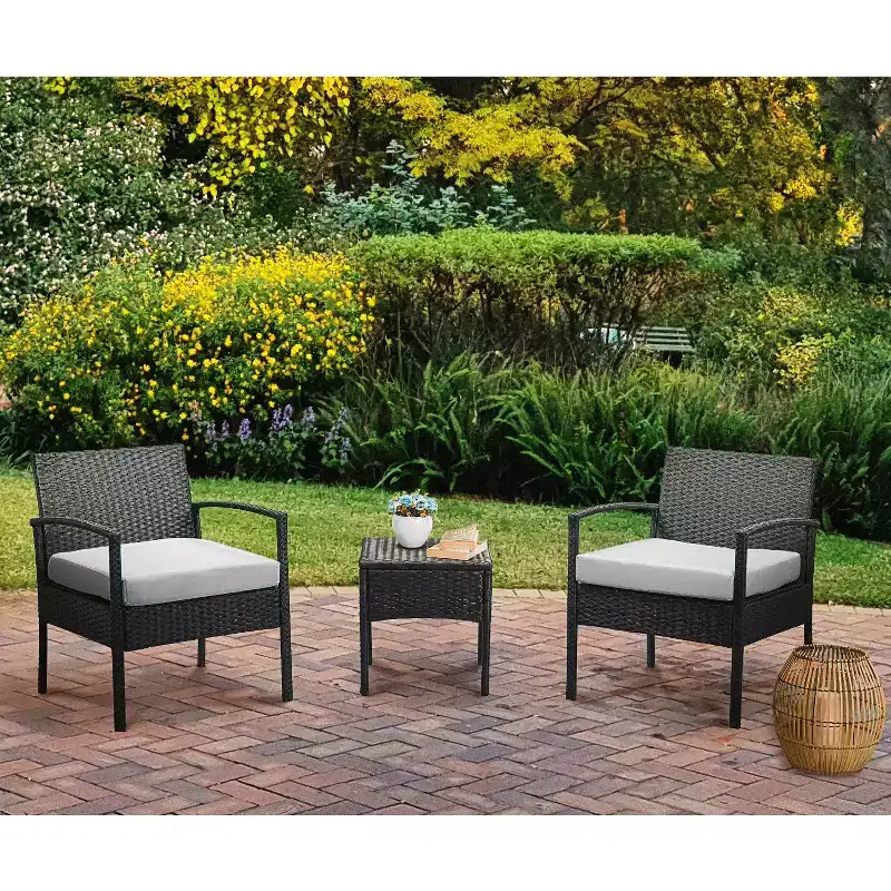 Probe Hues 3 Piece Rattan Seating Group with Cushions and Table