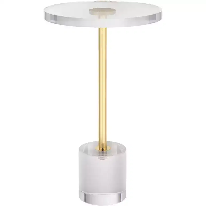 Gold & Clear Acrylic Round Side Table 14''W