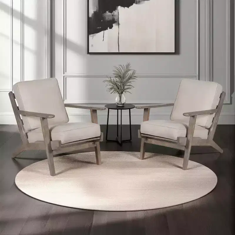 Handcrafted Mango Wood Accent Chair with Cushioned Seat and Angled Legs
