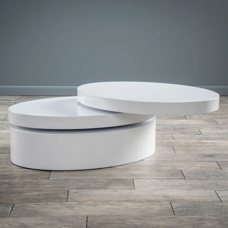 Small Oval Mod Rotatable Coffee Table by