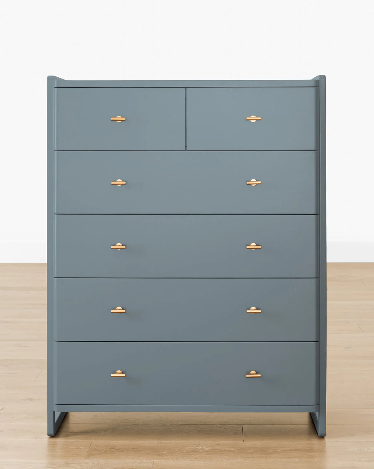 Classic Tallboy Dresser with Six Drawers & Brass Hardware for Bedroom