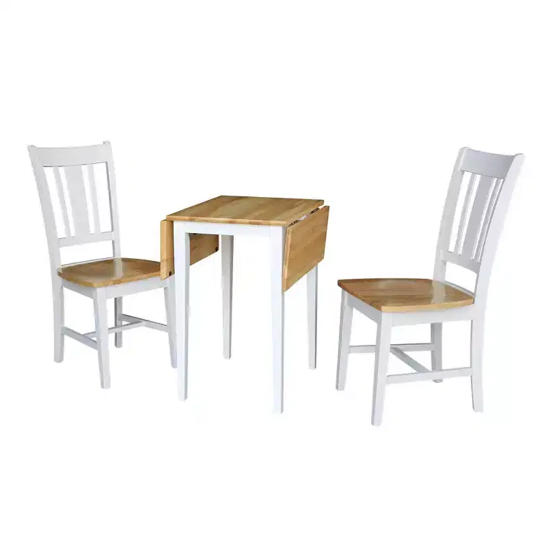 International Concepts Small Dual Drop Leaf Dining Table with 2 San Remo Splat