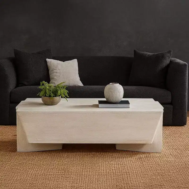 Royal Hampton Coffee Table | 45 Rectangular Handcrafted Mango Wood | Solid Asymmetric Base
