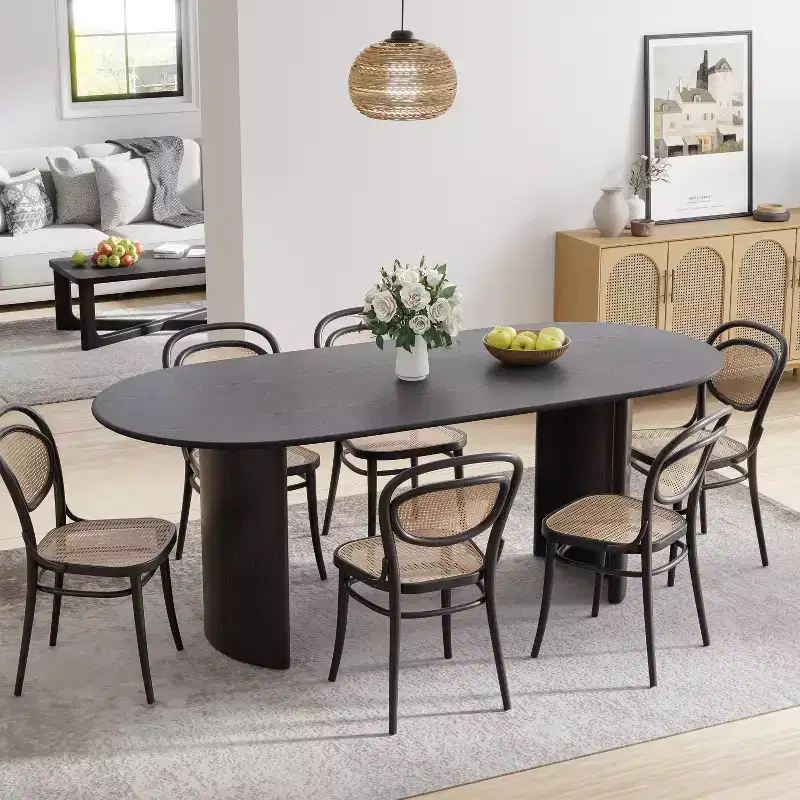 Dovelina Oval Dining Table Curved Leg Kitchen Table