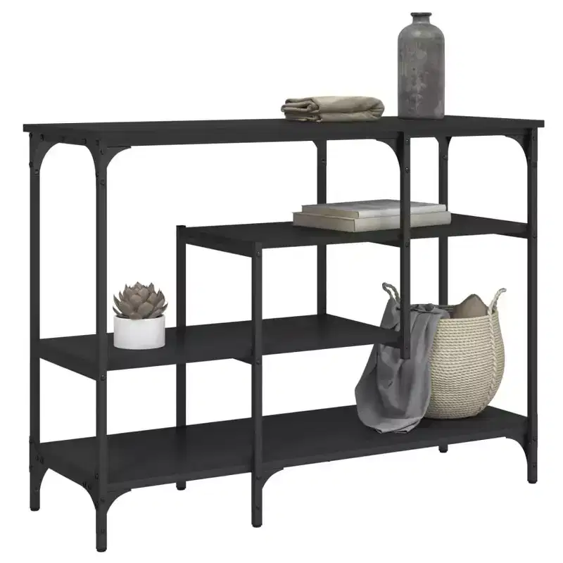 vidaXL Console Table Black Engineered wood, metal Narrow Adjustable Feet