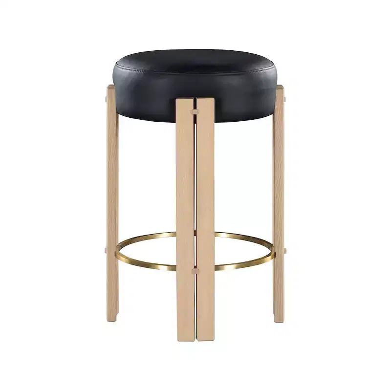 Black Vegan Leather Counter Stool