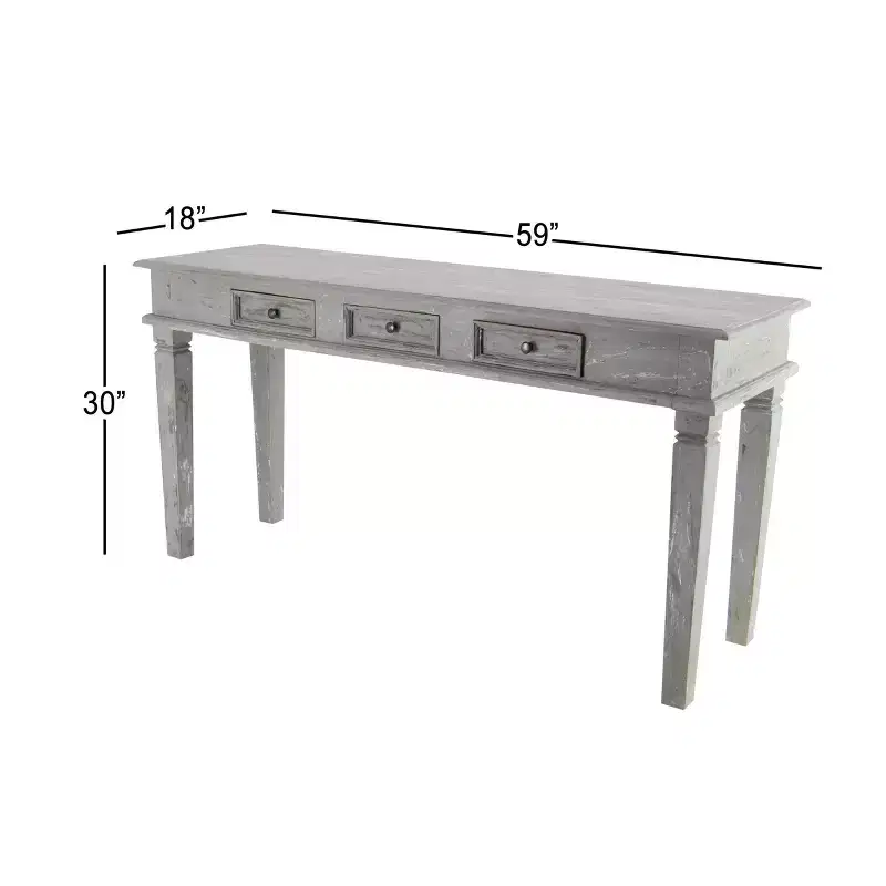 Country-style mahogany console table, gray