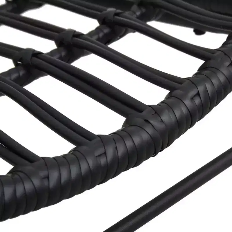 vidaXL Garden Chair Black Poly Rattan, Powder-Coated Steel Medium