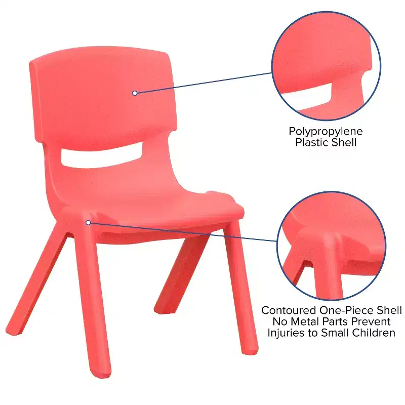 Emma and Oliver 5 Pack Plastic Stackable School Chair with 15.5'' Seat Height