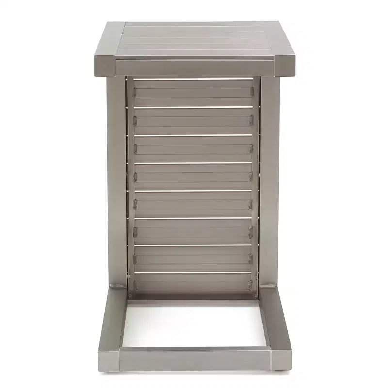 End Table Fashionable Modern Aluminium Side Table with Storage Silver