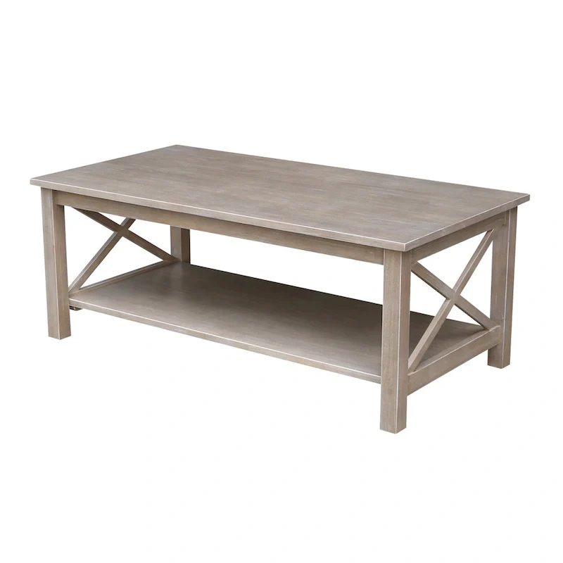 Solid Hardwood Coffee Table with Lower Shelf