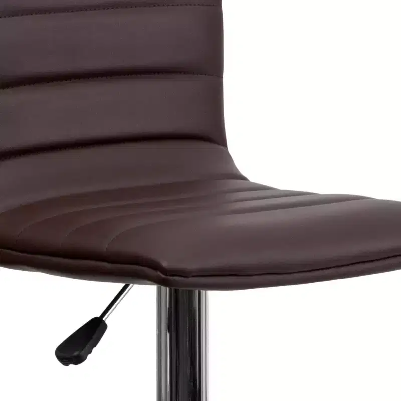 Emma and Oliver Coti Modern Channel Tufted Upholstered Height Adjustable Mid-Back Stool and Pedestal Base with Footrest