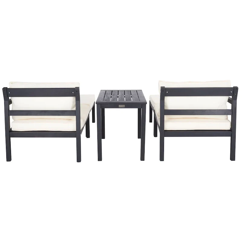 SAFAVIEH Outdoor Living Pratia 5Pc Outdoor Set - Dark Slate Grey/Beige - 29W x 27D x 27H