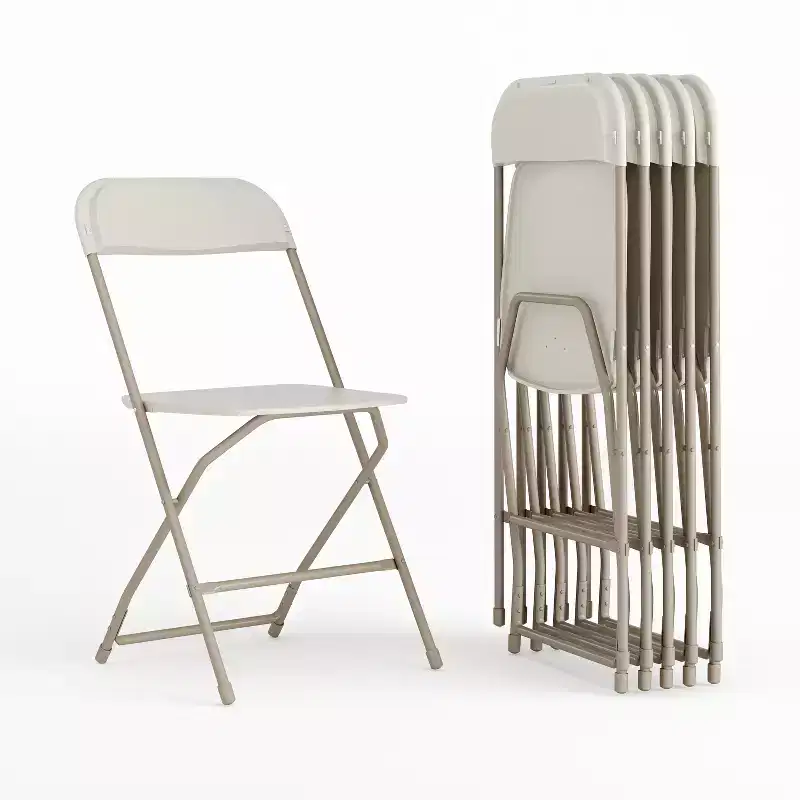 Emma and Oliver Set of 6 Stackable Folding Plastic Chairs - 650 LB Weight Capacity