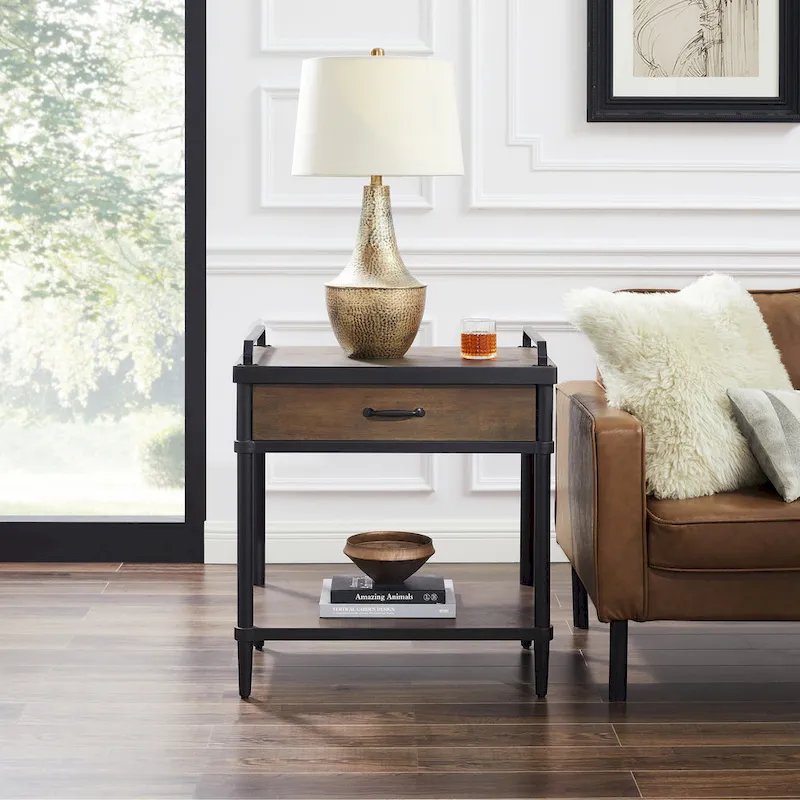 Art Leon Mid-century Wood Side End Table with Drawer