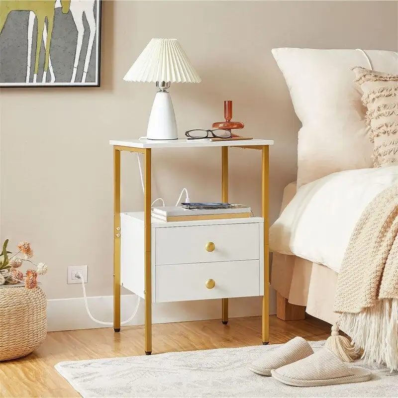 Bedside Table with Charging Station