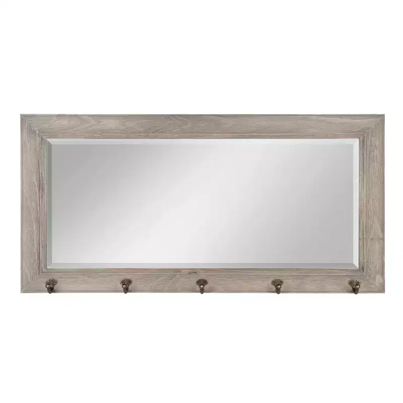 36 x 18 Pub Mirror with Metal Hooks, Distressed Finish