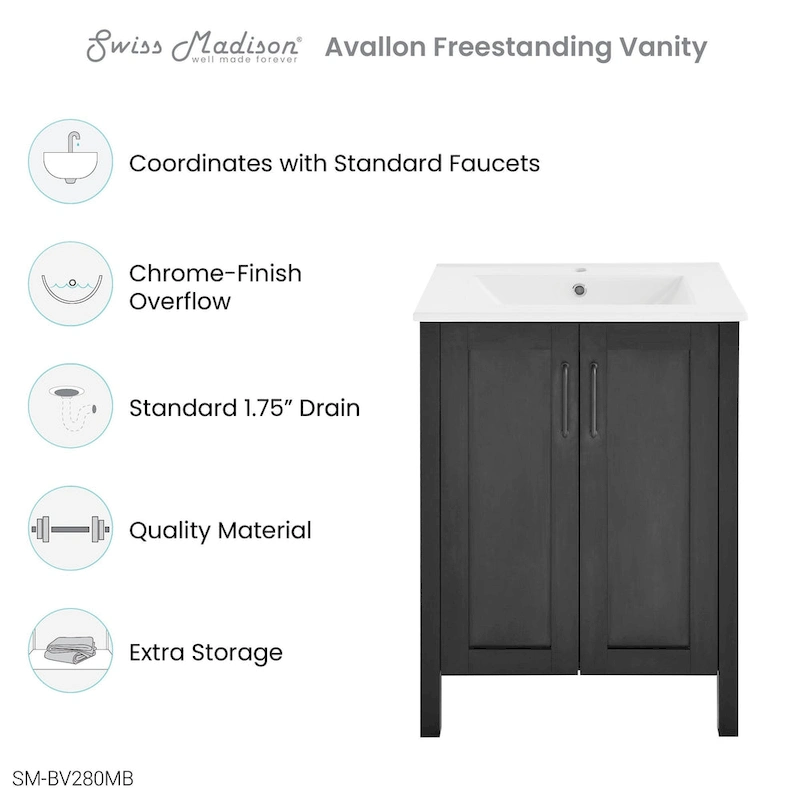 Avallon 24 Bathroom Vanity in Matte Black