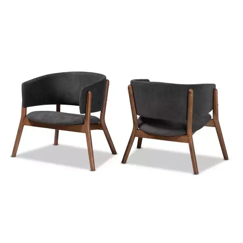 2-Piece Fabric Upholstered Accent Chair Set with Wood Frame