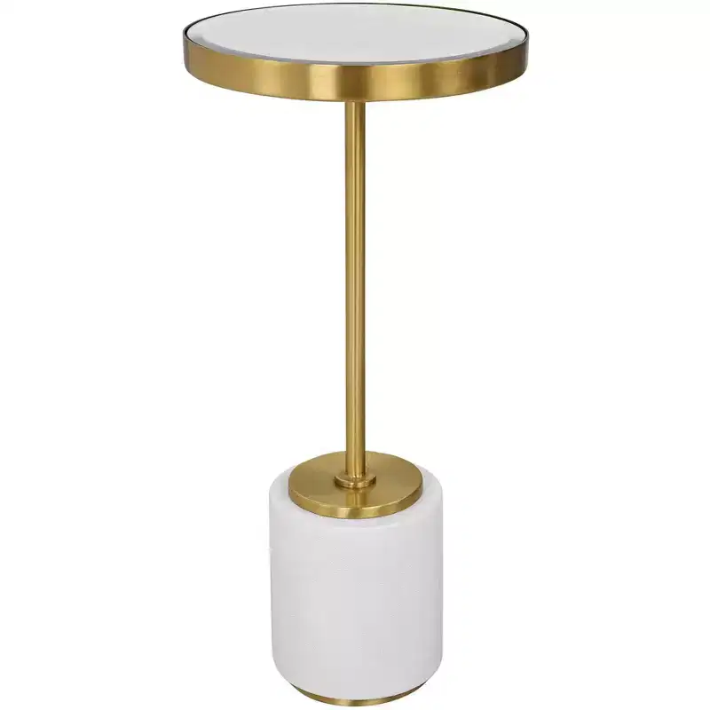 12W White Brushed Brass Drink Table