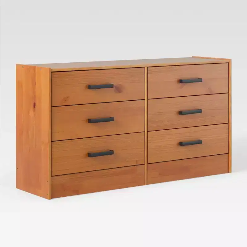 Walker Edison Modern Easy Assembly Solid Wood 6 Drawer Dresser for Bedroom Storage