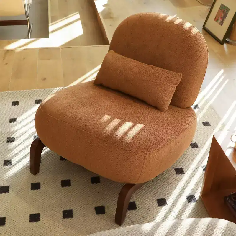 Modern Cute Upholstered Armless Reading Chair for Living Room, Bedroom or Balcony