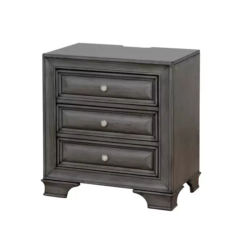 3 Drawers Nightstand with USB Ports: Wooden, Antique Pulls, Cedar