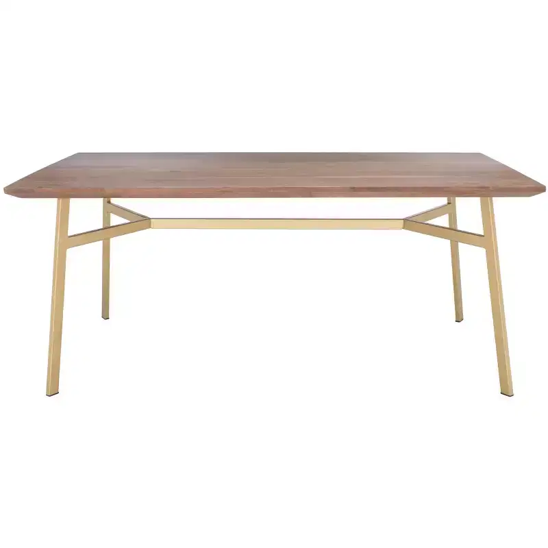 Dakota Rectangle Dining Table - SFV5726A - Walnut/Gold - Safavieh Couture
