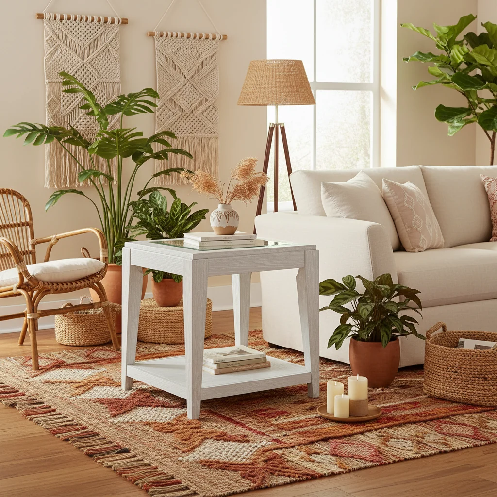23 Solid Wood End Table with Shelf - Sand
