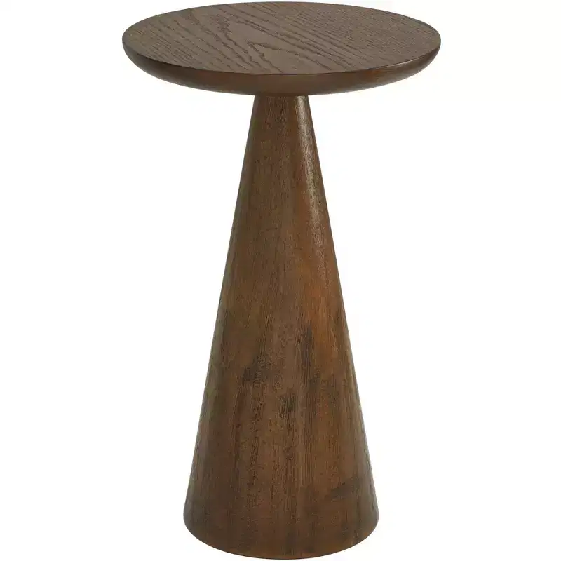 Rustic Modern Walnut Finish Round Wood Side Table