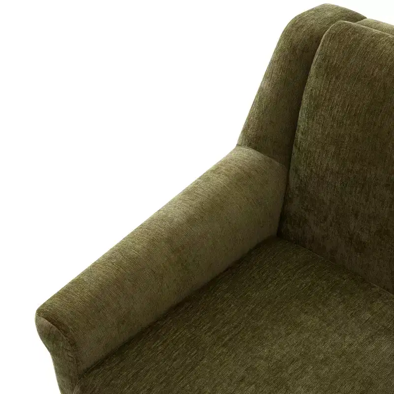 Whisen Sculptural Flared Arm Accent Chair with Solid Wood Frame Modern Reclined Upholstered Lounge Chair, Ergonomic Reading Chair