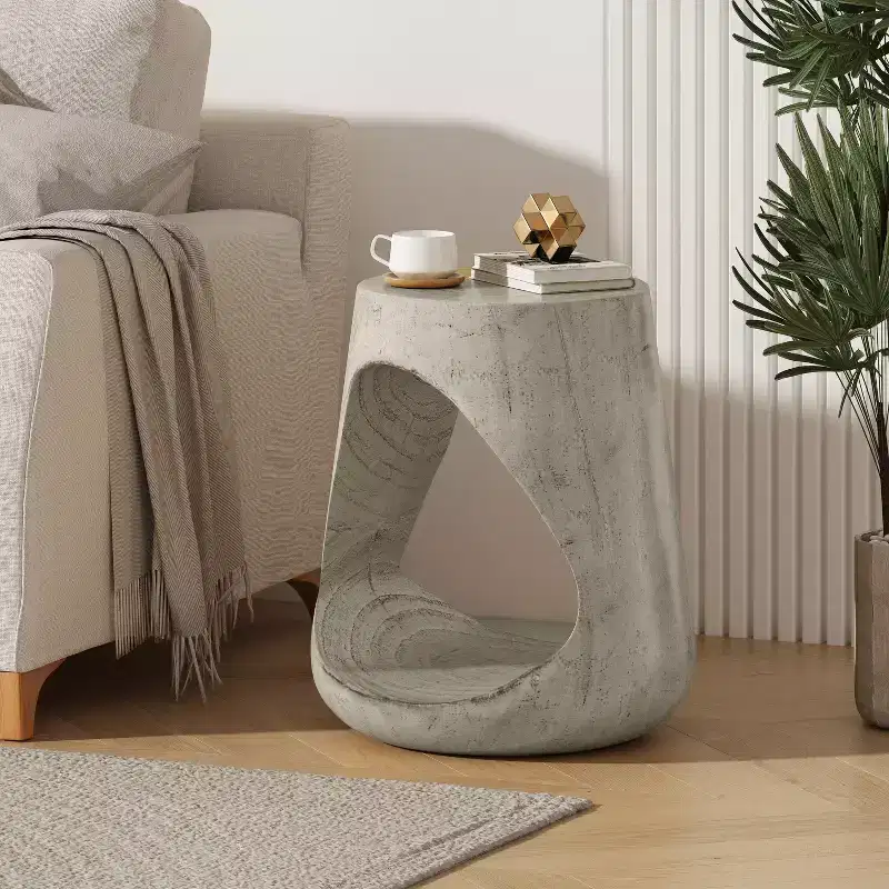 MAYEERTY Hollow Console Table Wood Like Texture Gray Color for Living Room