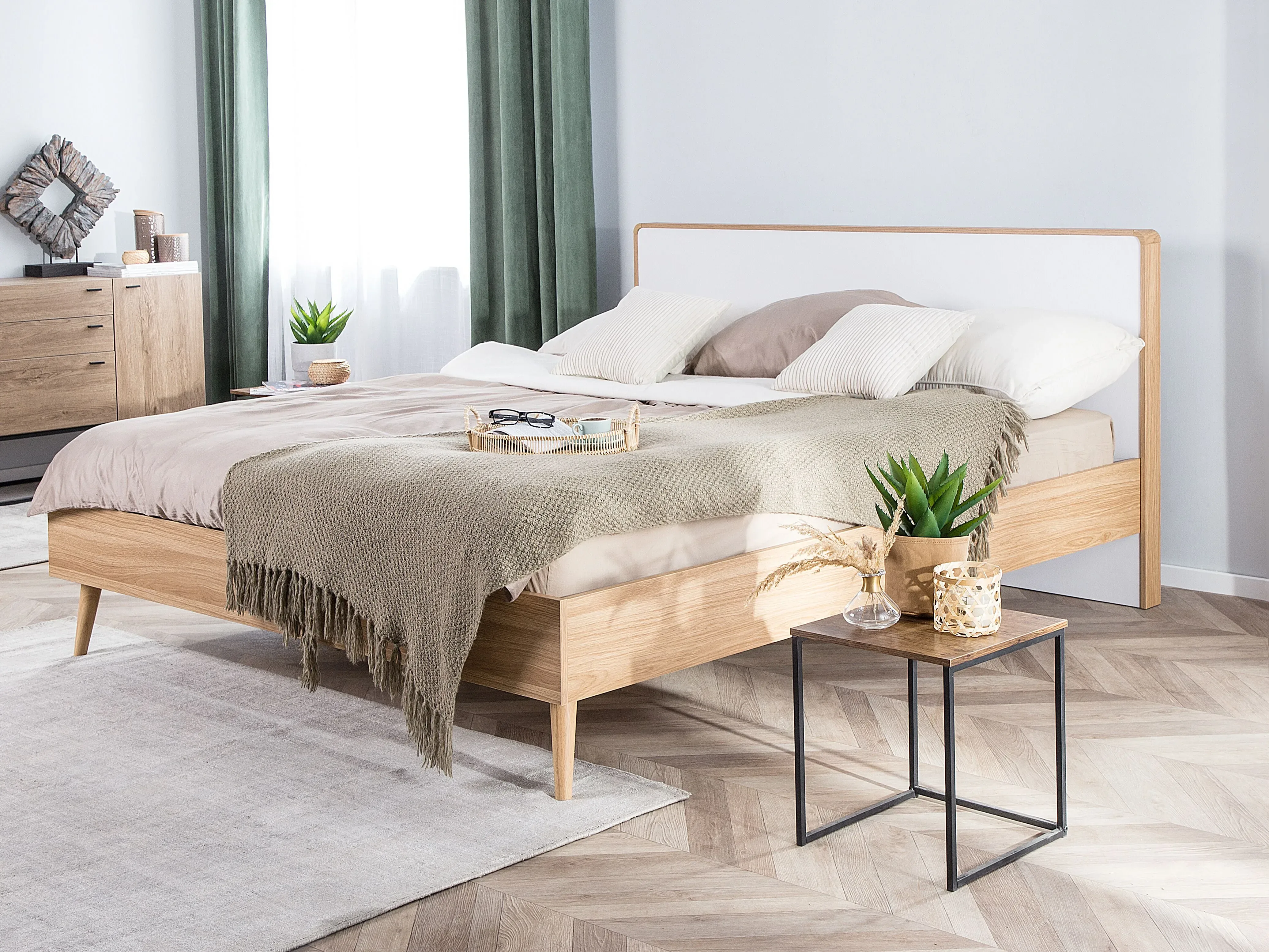 Letto con LED  180 x 200 cm Marrone chiaro