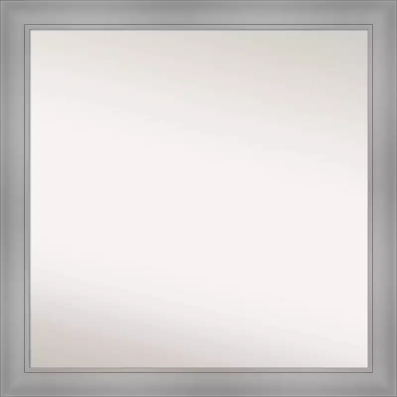 30" x 30" Non-Beveled Flair Polished Nickel Wall Mirror - Amanti Art: Modern Square, Includes Mounting Hardware