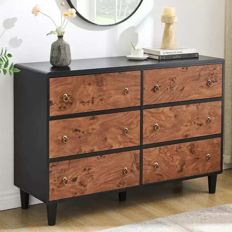 Modern Chest of Drawers with Vintage Circle Handles & Curved Profile Design