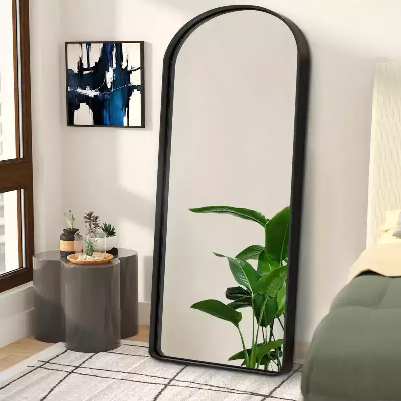 Dovelina Wall Mounted Mirror Arched Metal Frame Full Length Mirror