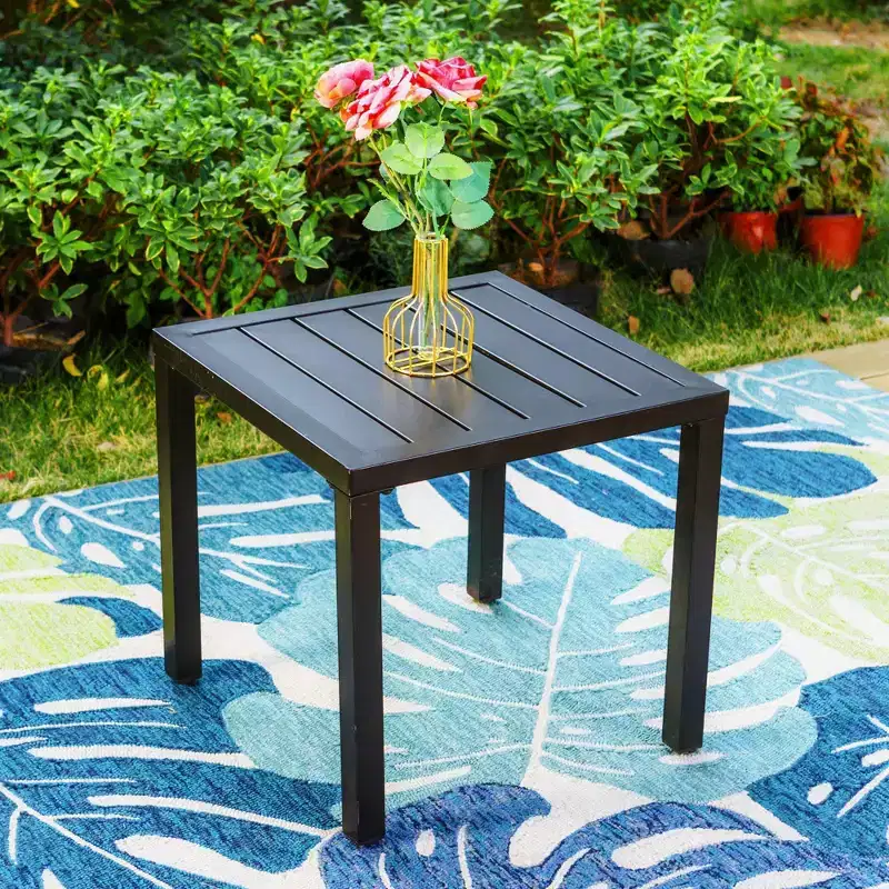 3pc Patio Dining Set with Small Square Table & 360 Swivel Padded Arm Chairs - Captiva Designs: Weather-Resistant Outdoor Furniture