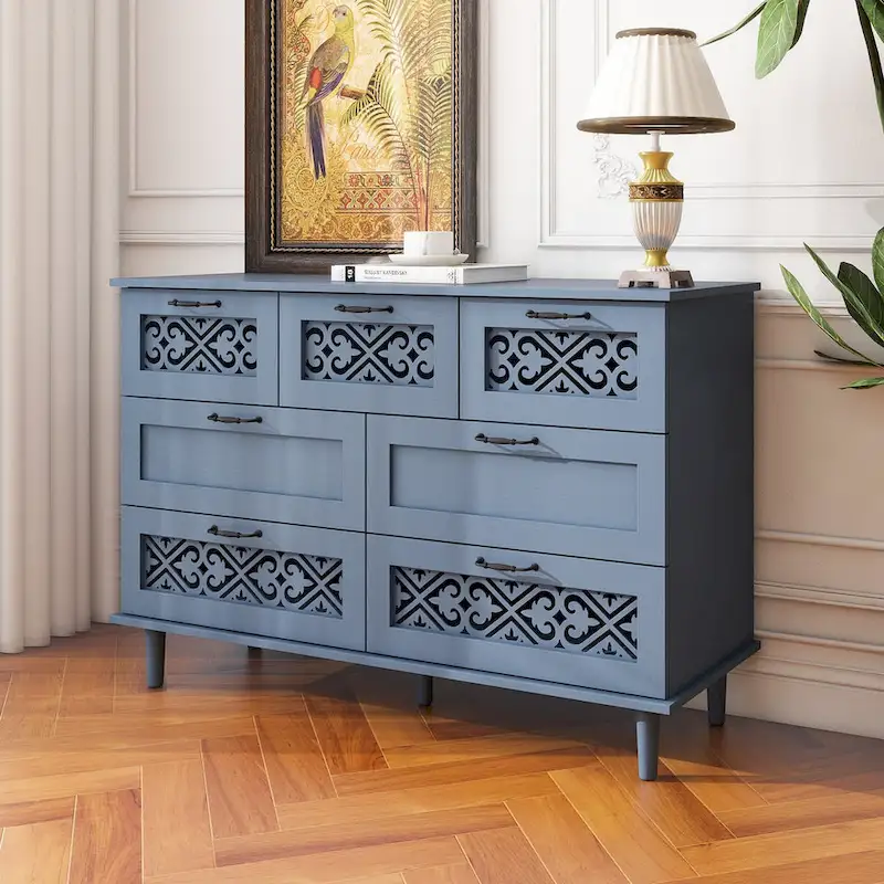 7 Drawer Cabinet,With Black Metal Handle