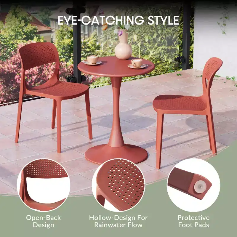 WestinTrends Playa Modern Stackable Plastic Resin Patio Dining Side Chair (Set of 2)
