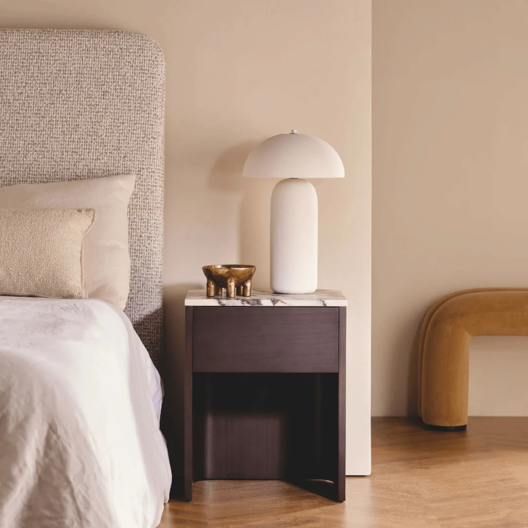 Modern Natural Marble Bedside Table with Soft Close for Bedroom