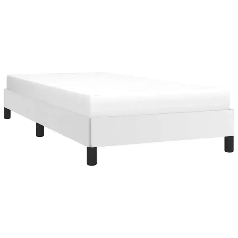 vidaXL Twin XL Bed Frame, Faux Leather Upholstered Platform Bed Frame, White, No Mattress