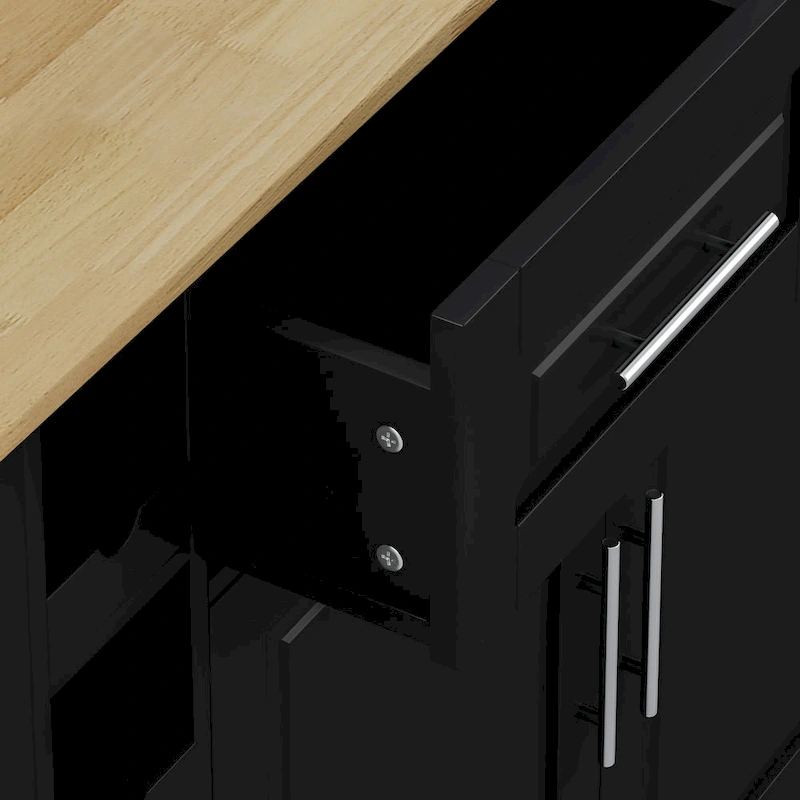 Foldable Kitchen Island Cart with Spice Rack, Towel Holder & Wine Rack