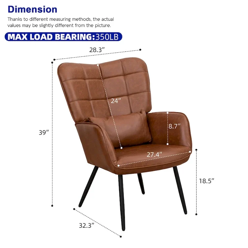 Bonded Leather Armchair Modern Accent Chair Set of 2