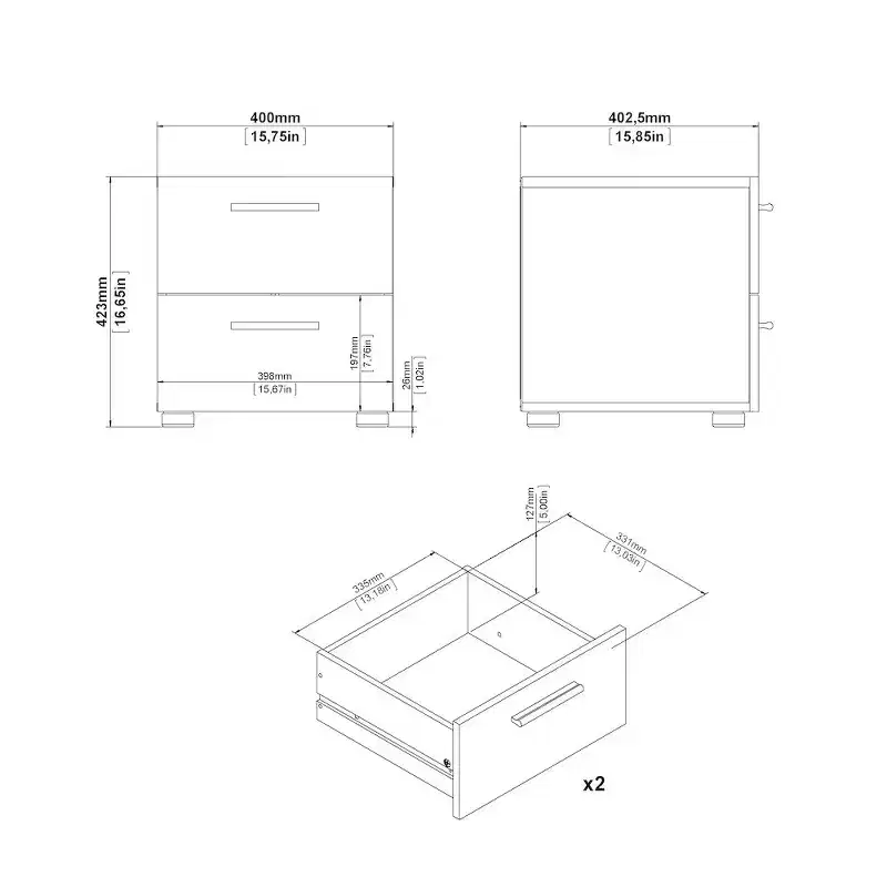 Tvilum, Austin 2 Drawer Nightstand