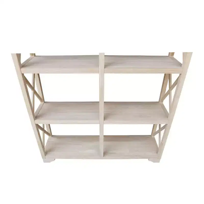 71.9" 8 Shelf Room Divider Unfinished - International Concepts: Farmhouse Style Bookcase, Hardwood Frame