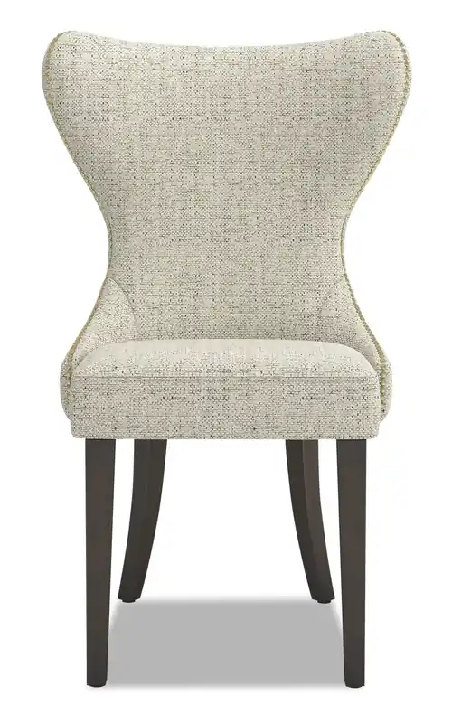Wing-Back Dining Chair with Linen-Look Fabric