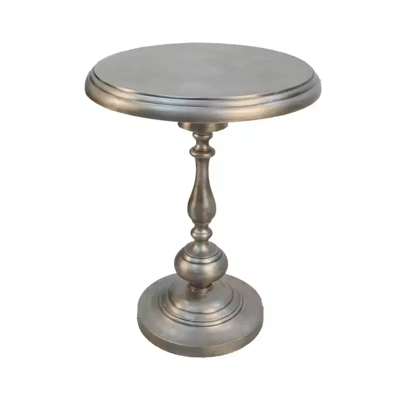 24 Antique Nickle Metal Round End Table
