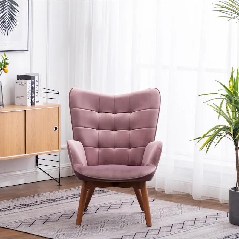 Carson Carrington Aasen Silky Velvet Tufted Accent Chair with Ottoman