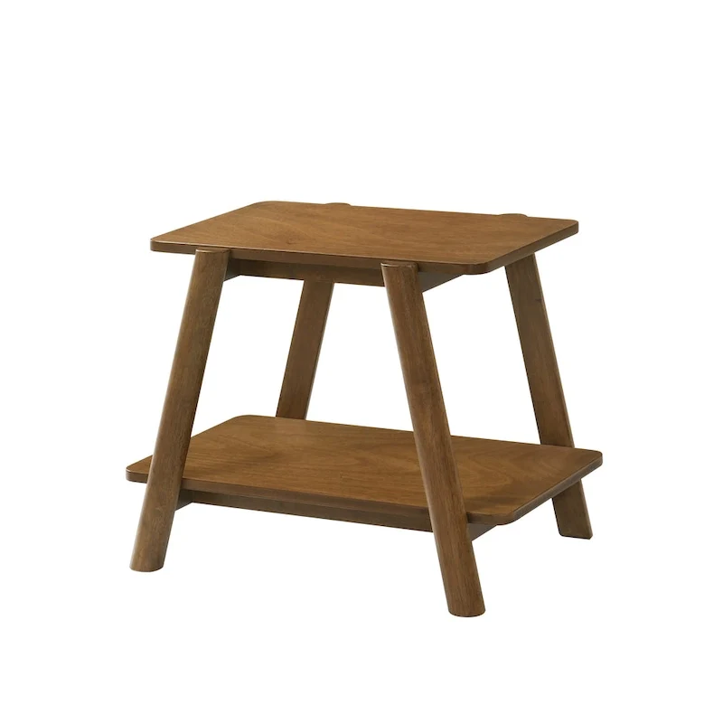 Roundhill Furniture Metz Mid-Century Modern Wood Shelf End Table